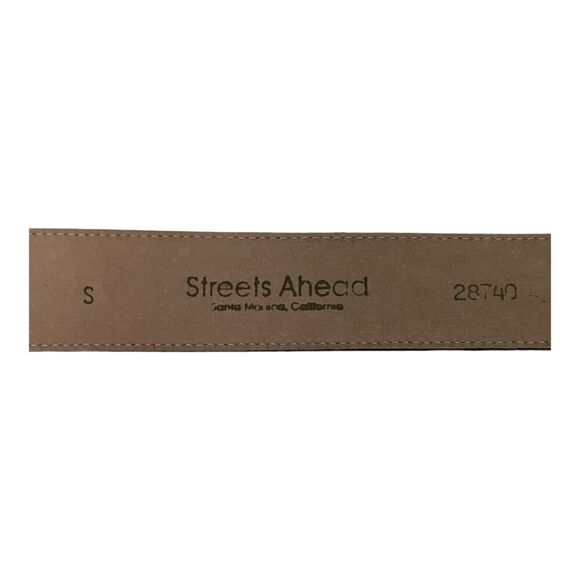 Streets Ahead Handmade Cream Suede Leather Boho Cutout Filigree Buckle Belt, S main image 3